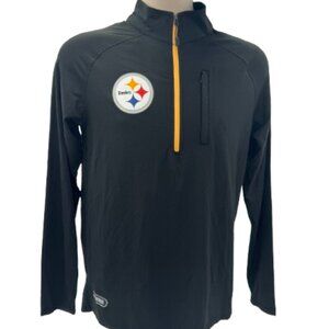 NFL Team Apparel Men's Black Steelers Quarter Zip Lightweight Pullover Small